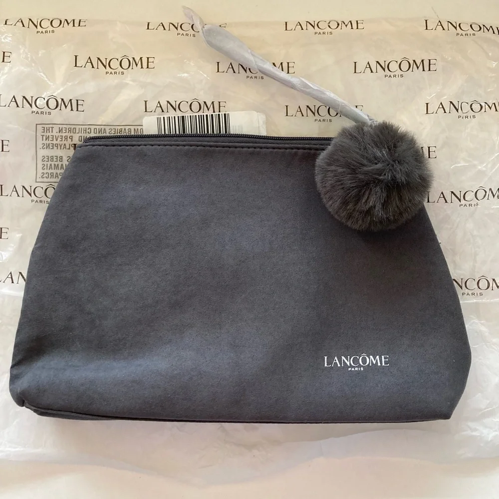 Lancome Gray Wristlet/Cosmetic Bag Brand New